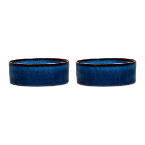 829092_2 Reactive Glaze 2 Piece Dog Food & Water Bowl Set - Midnight Blue