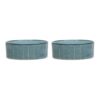 829139_2 Reactive Glaze 2 Piece Dog Food & Water Bowl Set - Pinstripe Grey