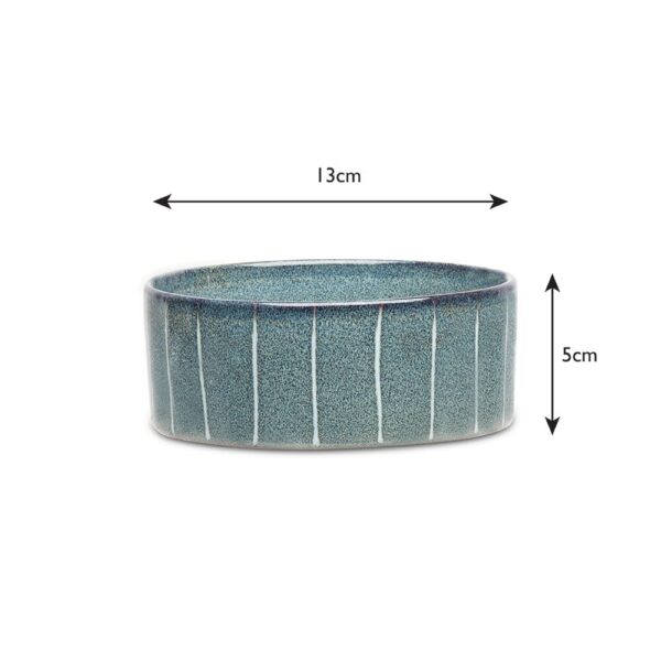 829153_4 Reactive Glaze 2 Piece Dog Food & Water Bowl Set - Pinstripe Grey