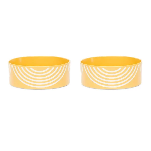 829177_2 Aztec 2 Piece Dog Food & Water Bowl Set - Sunflower Yellow