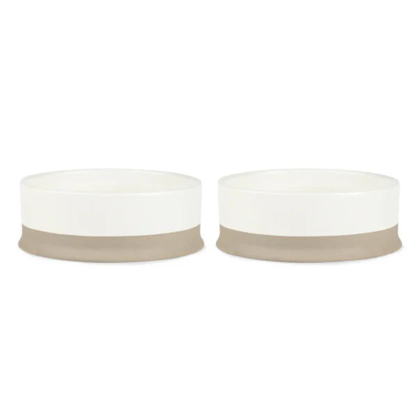 BOWRCD824295_1 Scandi 2 Piece Non Tip Pet Food & Water Bowl - Cream